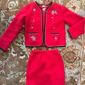 Hanna Andersson little girl red suit, size 10.
